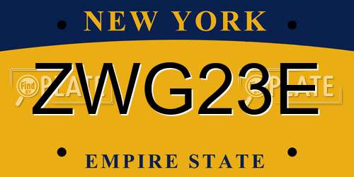 ZWG23E New York License Plate