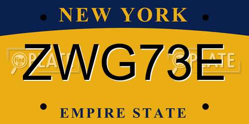 ZWG73E New York License Plate