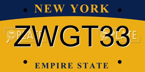 ZWGT33 New York License Plate