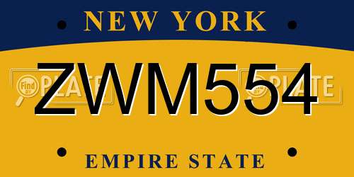 ZWM554 New York License Plate