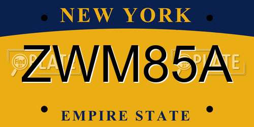 ZWM85A New York License Plate