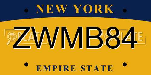 ZWMB84 New York License Plate