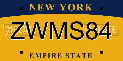 ZWMS84 New York License Plate