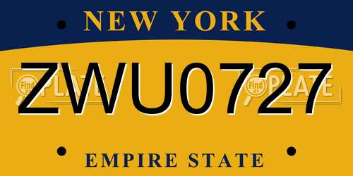 ZWU0727 New York License Plate