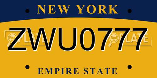 ZWU0777 New York License Plate