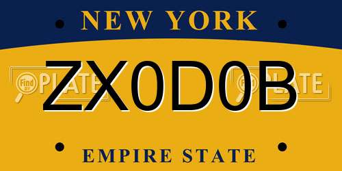 ZX0D0B New York License Plate