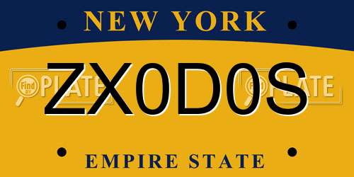 ZX0D0S New York License Plate