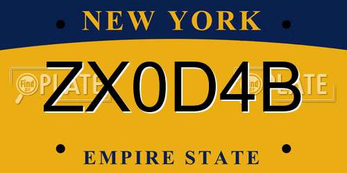ZX0D4B New York License Plate