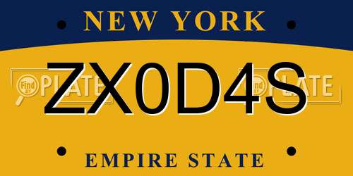 ZX0D4S New York License Plate