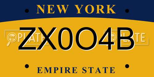 ZX0O4B New York License Plate