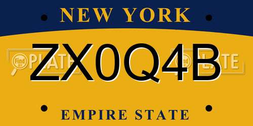 ZX0Q4B New York License Plate