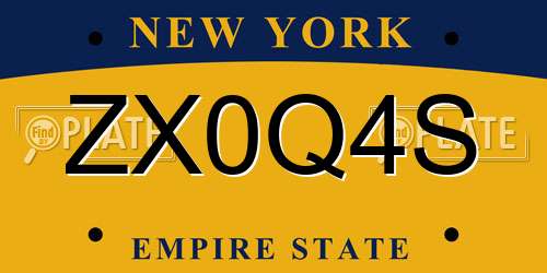 ZX0Q4S New York License Plate
