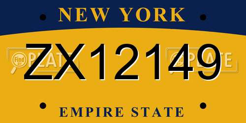 ZX12149 New York License Plate