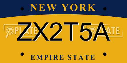 ZX2T5A New York License Plate