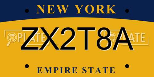 ZX2T8A New York License Plate