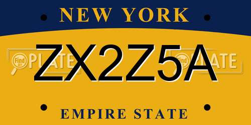 ZX2Z5A New York License Plate