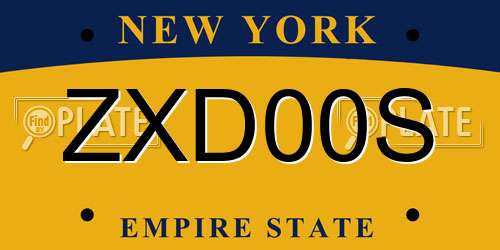 ZXD00S New York License Plate