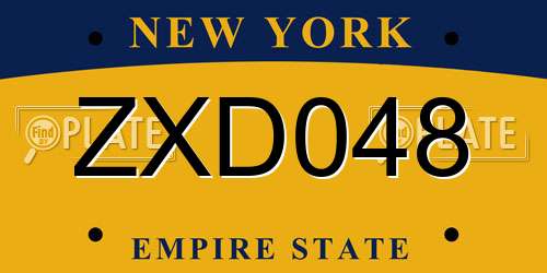 ZXD048 New York License Plate