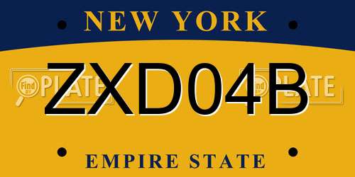 ZXD04B New York License Plate