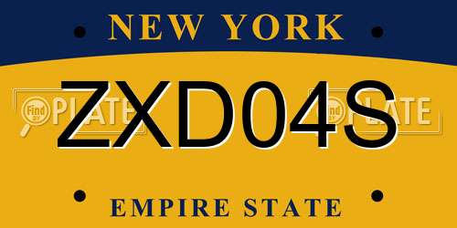 ZXD04S New York License Plate