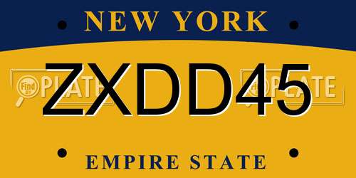ZXDD45 New York License Plate