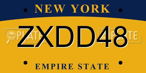 ZXDD48 New York License Plate