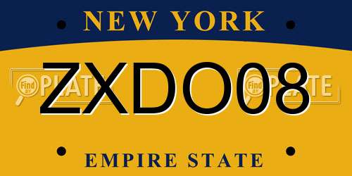 ZXDO08 New York License Plate