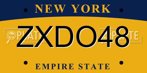 ZXDO48 New York License Plate