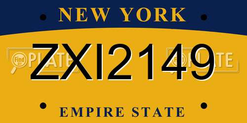 ZXI2149 New York License Plate