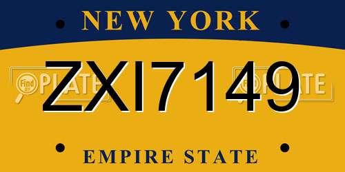 ZXI7149 New York License Plate