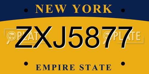 ZXJ5877 New York License Plate