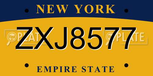 ZXJ8577 New York License Plate