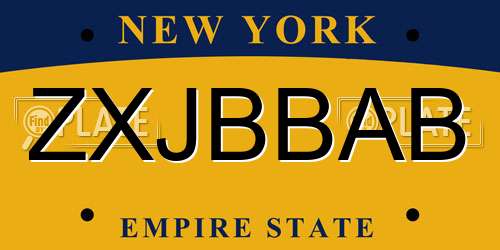 ZXJBBAB New York License Plate
