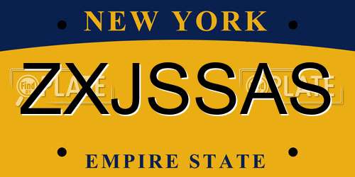 ZXJSSAS New York License Plate