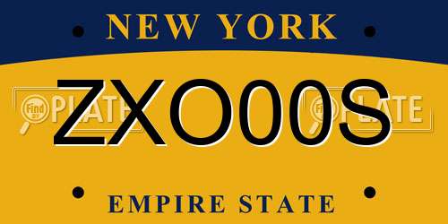 ZXO00S New York License Plate