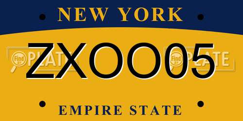 ZXOO05 New York License Plate
