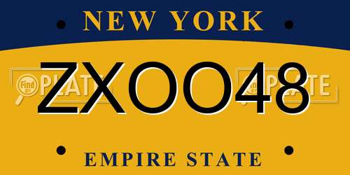 ZXOO48 New York License Plate