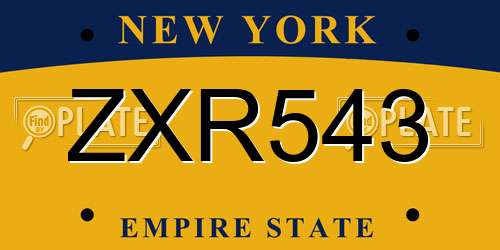 ZXR543 New York License Plate