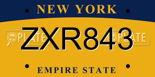 ZXR843 New York License Plate