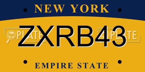 ZXRB43 New York License Plate