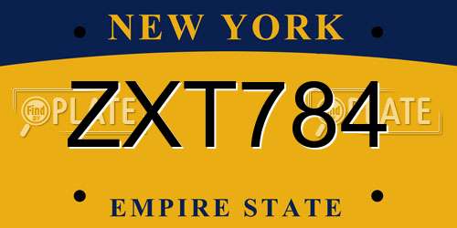 ZXT784 New York License Plate