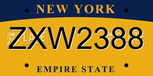ZXW2388 New York License Plate