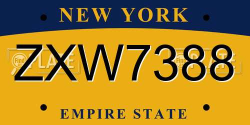 ZXW7388 New York License Plate