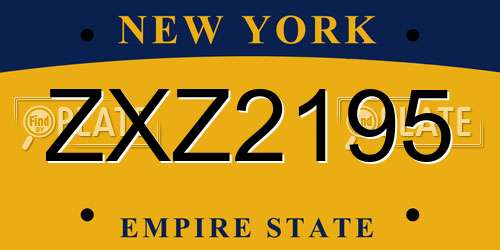ZXZ2195 New York License Plate
