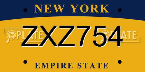 ZXZ754 New York License Plate