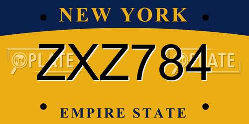 ZXZ784 New York License Plate