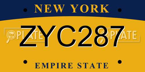 ZYC287 New York License Plate