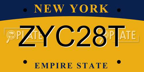 ZYC28T New York License Plate