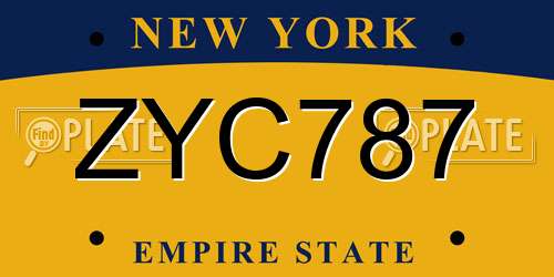 ZYC787 New York License Plate