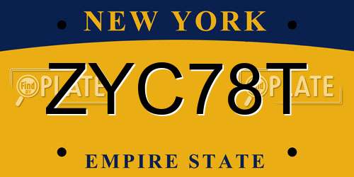 ZYC78T New York License Plate